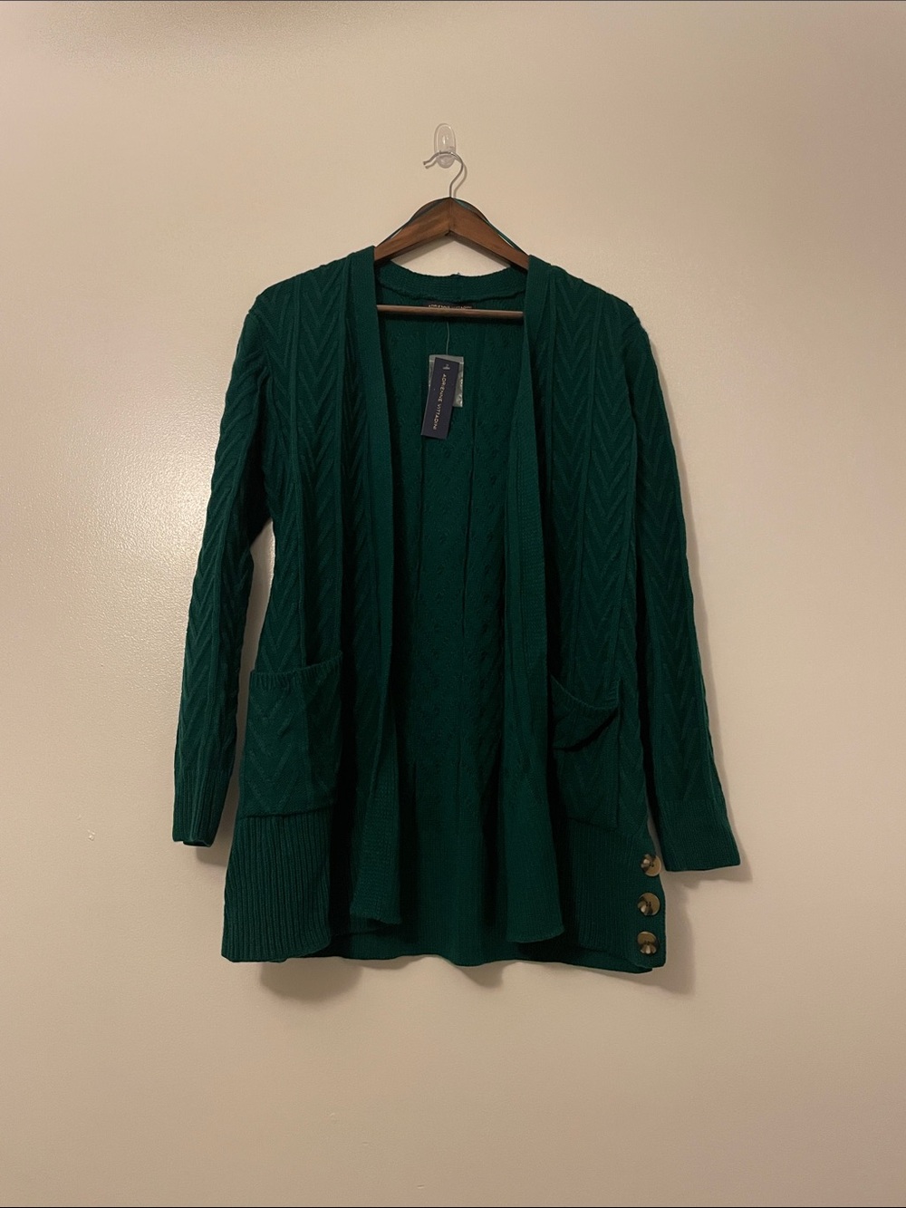 Adrienne Vittadani Deep Forest Green Long Sleeve Knit Cardigan